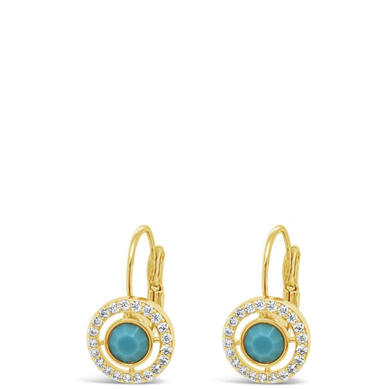 Absolute Gold & Turquoise Halo French Hook Drop Earrings