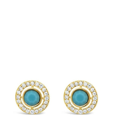 Absolute Gold & Turquoise Halo Stud Earrings