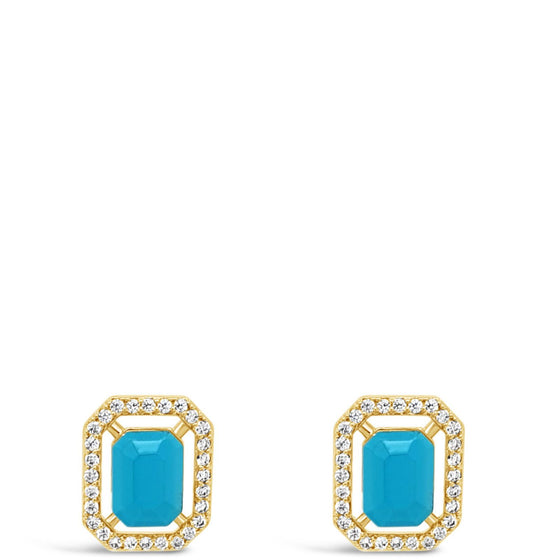 Absolute Gold Turquoise Rectangle Stud Earrings