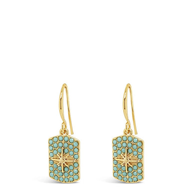 Absolute Gold Turquoise Tag Drop Earrings
