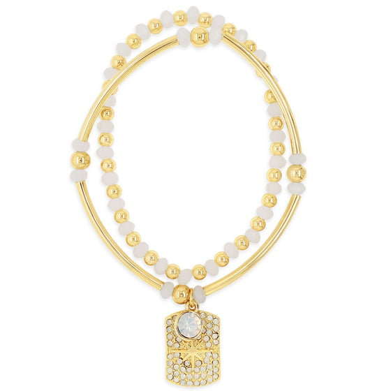 Absolute Gold & White Opal Bead Tag Bracelet
