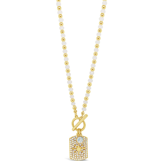 Absolute Gold & White Opal Bead Tag Necklace