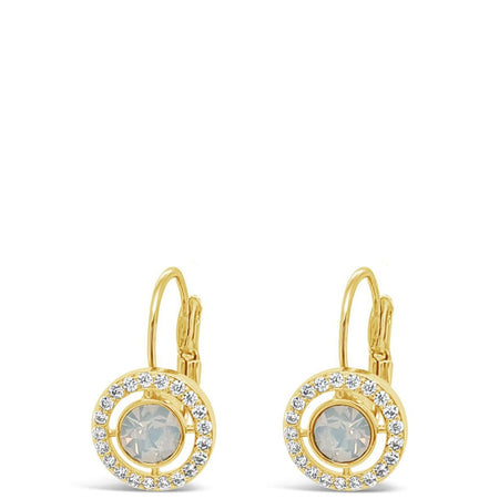 Absolute Gold & White Opal Halo French Clip Earrings