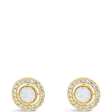 Absolute Gold & White Opal Halo Stud Earrings