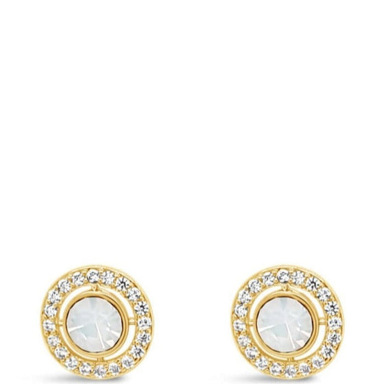 Absolute Gold & White Opal Halo Stud Earrings