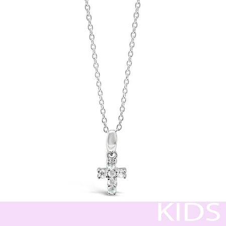 Absolute Kids Silver Small Crystal Cross & Chain