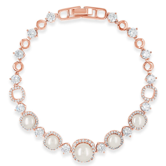 Absolute Rose Gold Boxy Link Pearl Bracelet