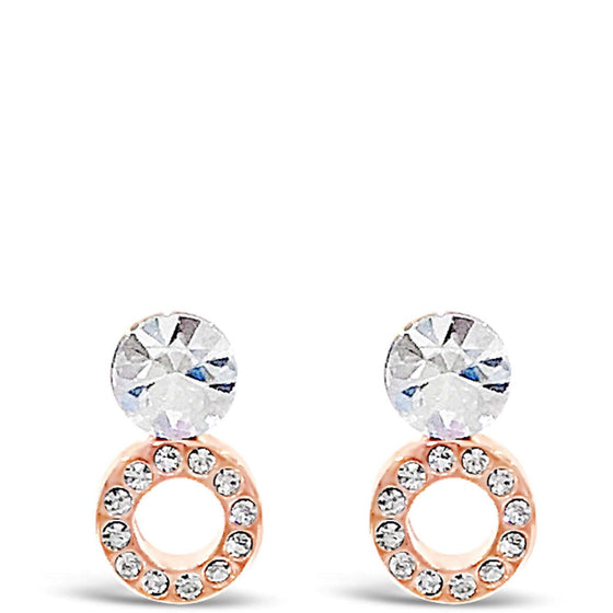 Absolute Rose Gold Crystal Duo Stud Drop Earrings