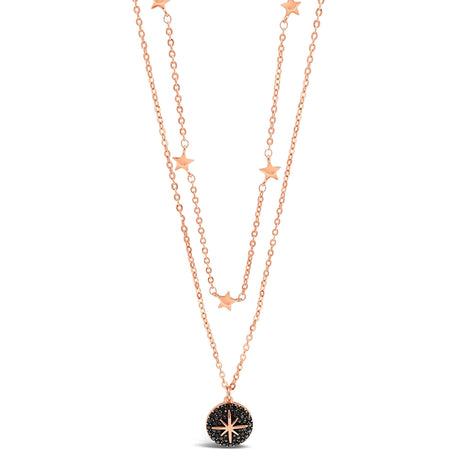 Absolute Rose Gold Gun Metal Star Disc Double Layer Necklace