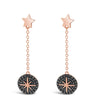 Absolute Rose Gold Gun Metal Star Disc Drop Earrings