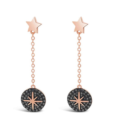 Absolute Rose Gold Gun Metal Star Disc Drop Earrings