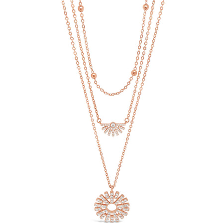 Absolute Rose Gold Half Fan Triple Layer Necklace