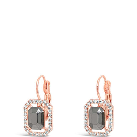 Absolute Rose Gold Hematite Square Pendant French Clip Earrings