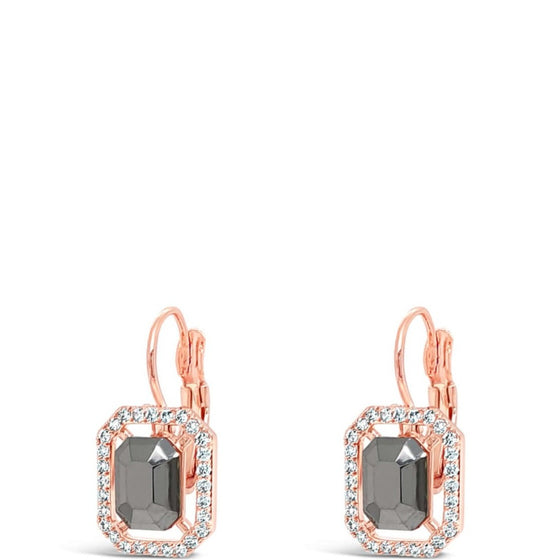 Absolute Rose Gold Hematite Square Pendant French Clip Earrings