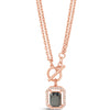 Absolute Rose Gold Hematite Square Pendant T Bar Necklace