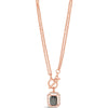 Absolute Rose Gold Hematite Square Pendant T Bar Necklace