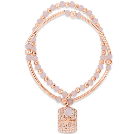 Absolute Rose Gold & Pink Bead Tag Bracelet