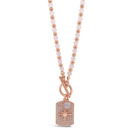 Absolute Rose Gold & Pink Bead Tag Necklace