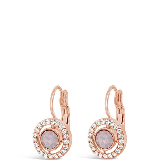 Absolute Rose Gold & Pink Halo French Hook Drop Earrings