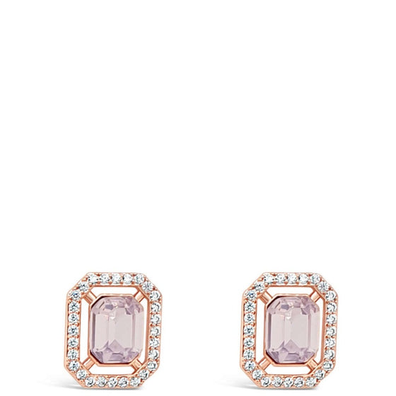 Absolute Rose Gold Pink Rectangle Stud Earrings