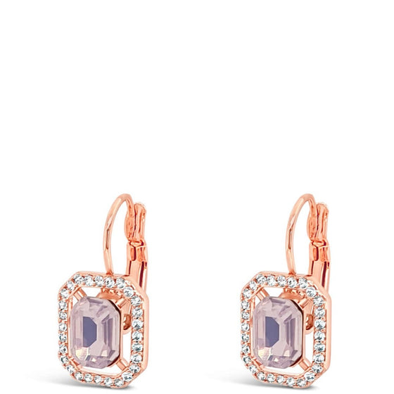 Absolute Rose Gold Pink Rectangle Pendant French Clip Earrings