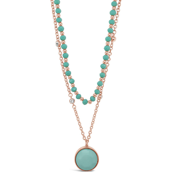 Absolute Rose Gold & Turquoise Beaded Locket Necklace