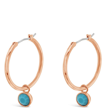 Absolute Rose Gold & Turquoise Charm Hoop Earrings
