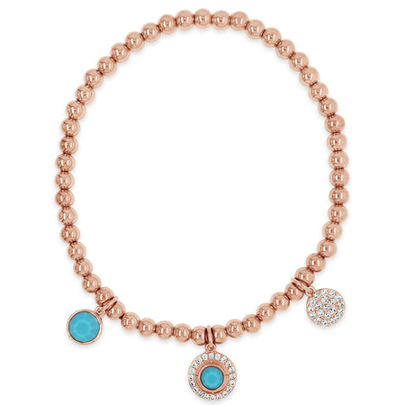 Absolute Rose Gold & Turquoise Halo Bead Bracelet