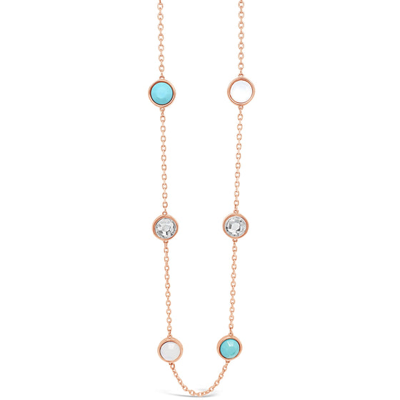 Absolute Rose Gold & Turquoise Long Length Necklace
