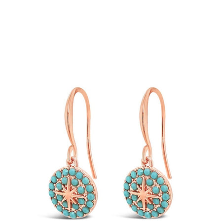 Absolute Rose Gold & Turquoise Star Charm Drop Earrings