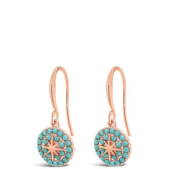 Absolute Rose Gold & Turquoise Star Charm Drop Earrings