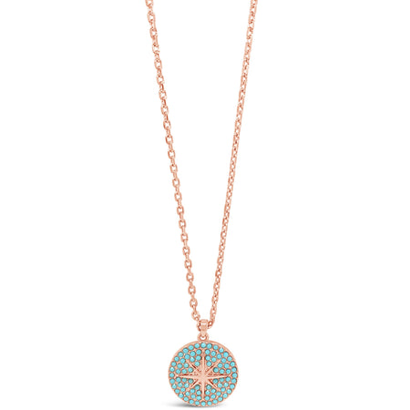 Absolute Rose Gold & Turquoise Star Pendant Long Length Necklace