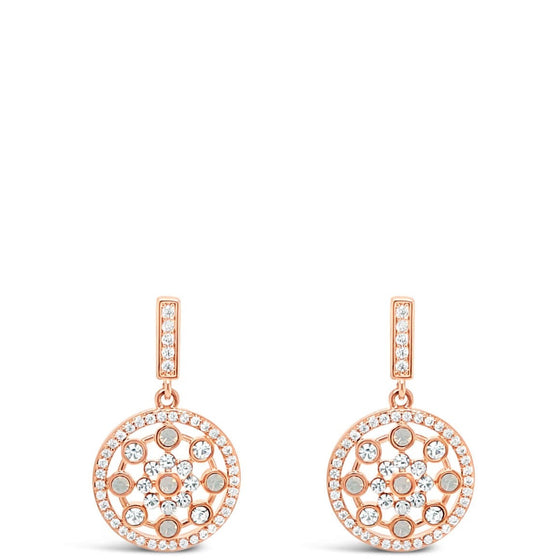 Absolute Rose Gold & White Opal Deco Drop Earrings