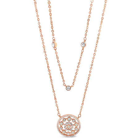 Absolute Rose Gold & White Opal Deco Fine Double Necklace