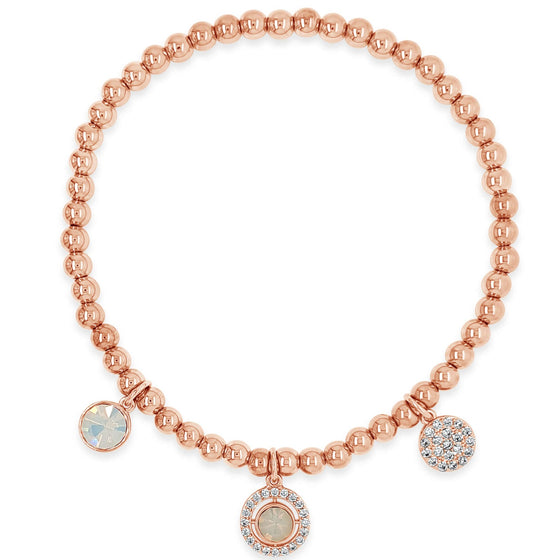 Absolute Rose Gold & White Opal Halo Bead Bracelet