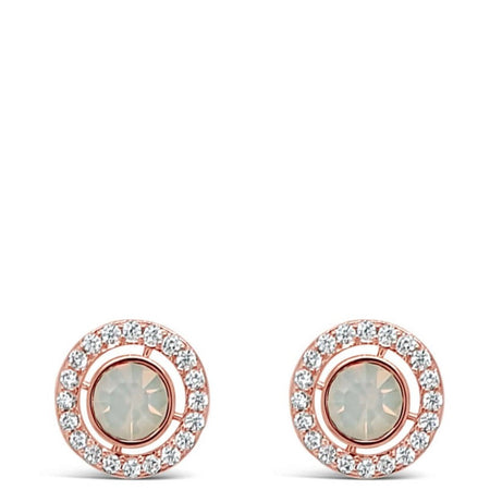 Absolute Rose Gold & White Opal Halo Stud Earrings