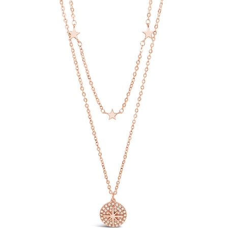 Absolute Rose Gold & White Opal Star Pendant Double Necklace