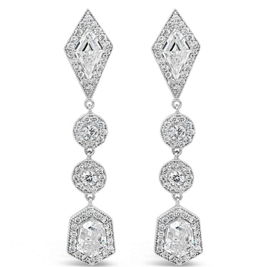 Absolute Silver Art Deco Long Drop Earrings