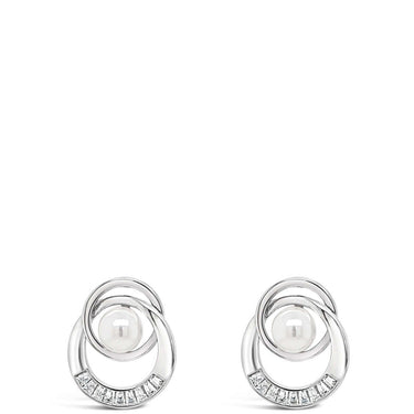 Absolute Silver & Cream Pearl Entwined Earrings