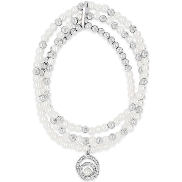 Absolute Silver & Cream Pearl Entwined Halo Bead Bracelet