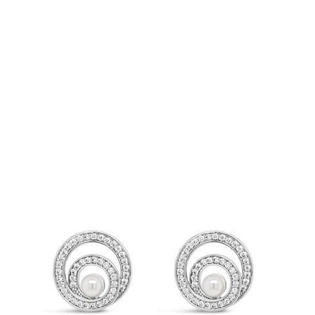 Absolute Silver & Cream Pearl Entwined Halo Earrings