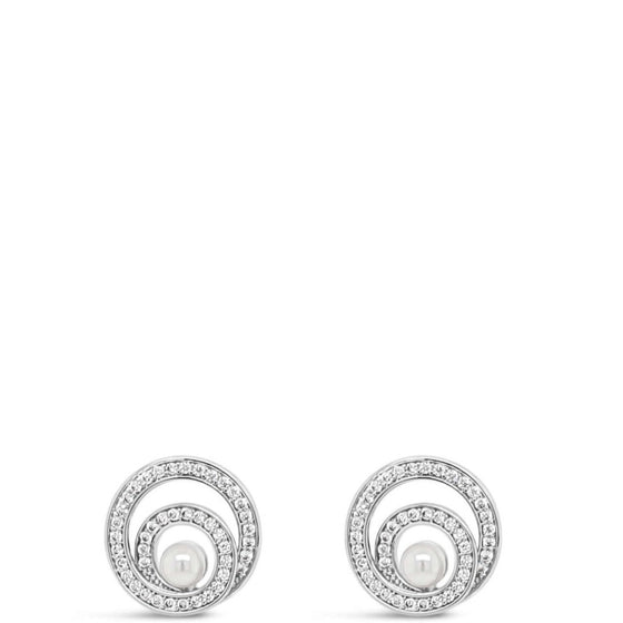 Absolute Silver & Cream Pearl Entwined Halo Earrings