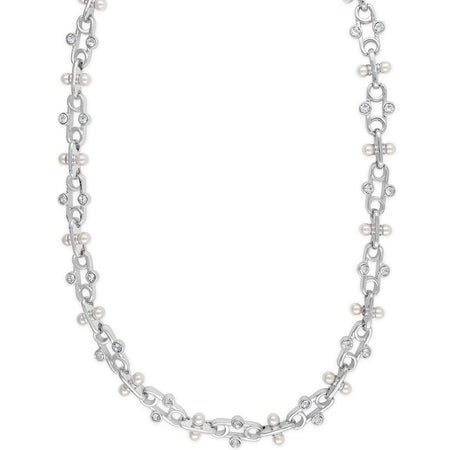 Absolute Silver Crystal & Pearl Link Necklace