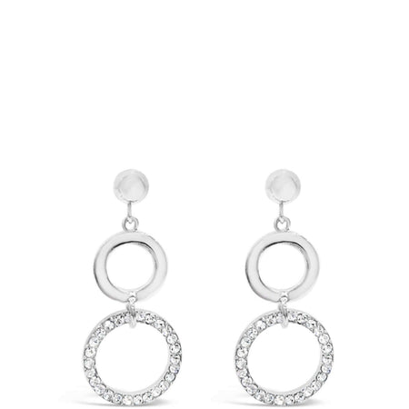 Absolute Silver Double Circle Drop Earrings