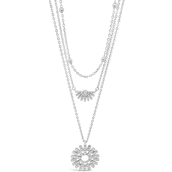 Absolute Silver Half Fan Triple Layer Necklace