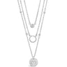 Absolute Silver Locket Triple Layer Necklace
