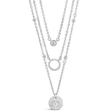 Absolute Silver Locket Triple Layer Necklace