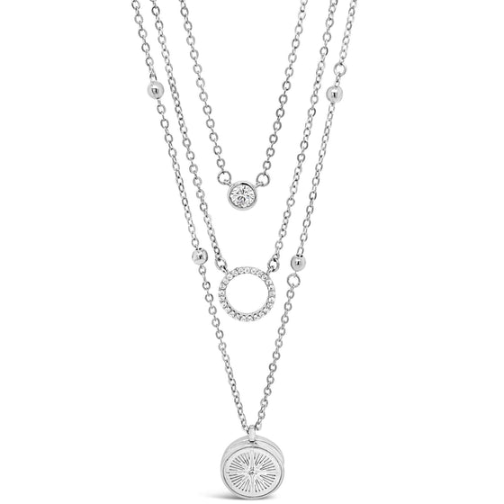 Absolute Silver Locket Triple Layer Necklace