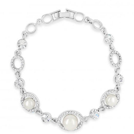 Absolute Silver Oval Link Pearl Bracelet