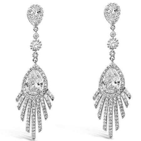 Absolute Silver Sparkle Long Drop Earrings